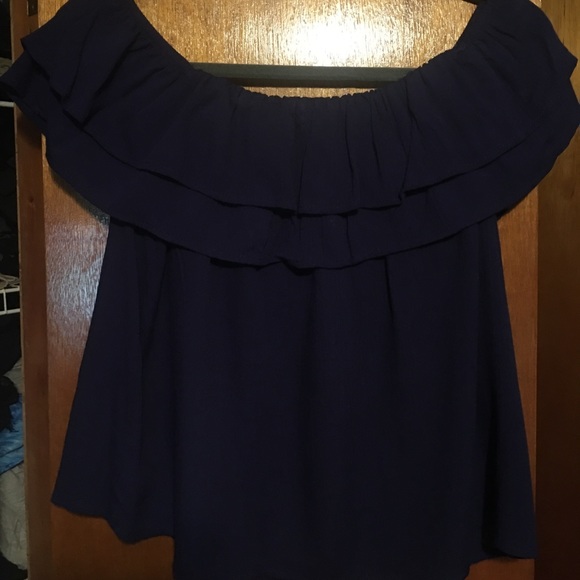 Navy blue off-the-shoulder top - Picture 4 of 4